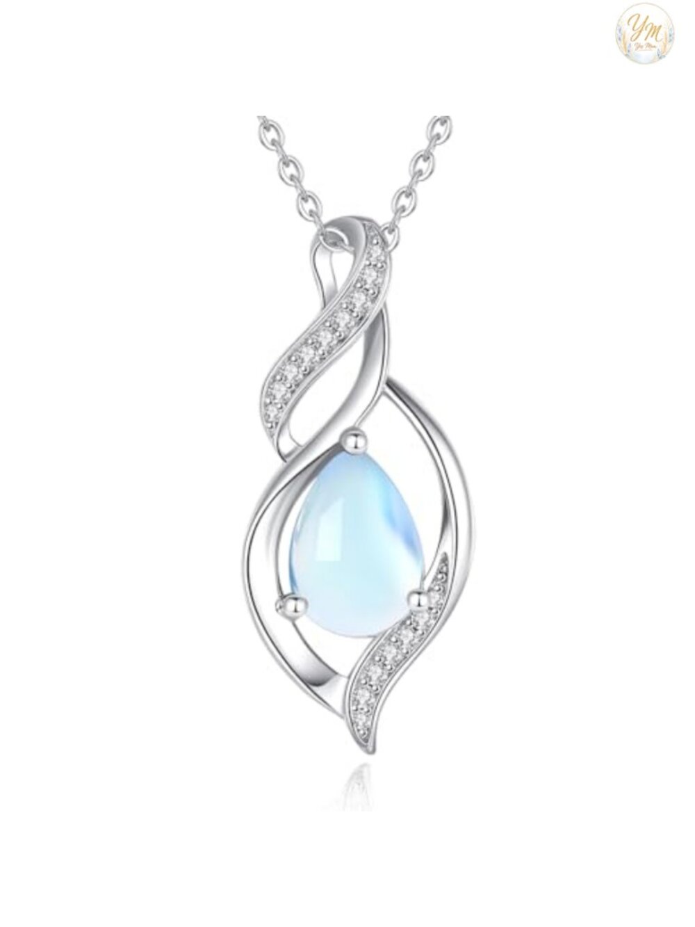 Sterling Silver Moonstone Pendant Necklace Birthday Gift for Her